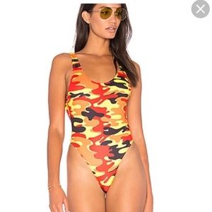 Kendall & Kylie camo one piece high cut swim suit